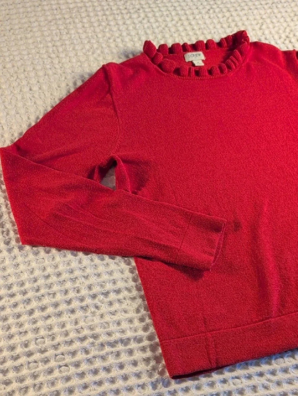 J. Crew 100% Cotton Bright Red Knit Sweater Size M